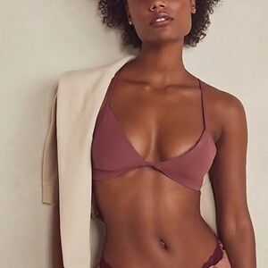 Free People Haiden Halter Scuba Bralette In Mauve Bark